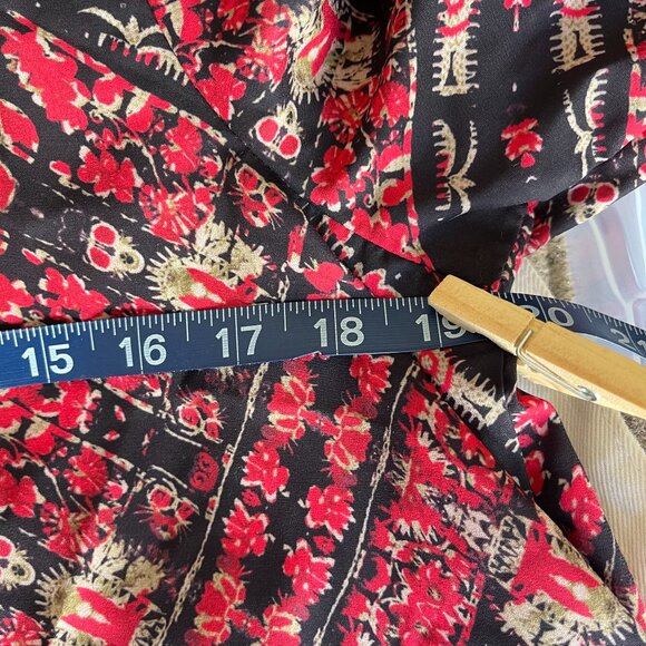 Silk Boho Red Black Gold Floaty Top Statement Festival Piece - Picture 13 of 13